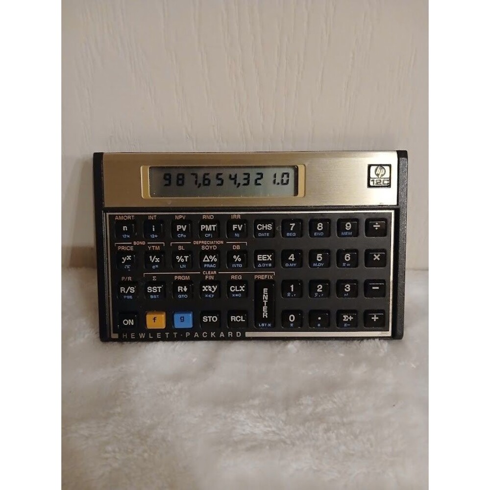 Vintage Hewlett Packard HP-12C Programmable Financial Calculator Works Gold Tone